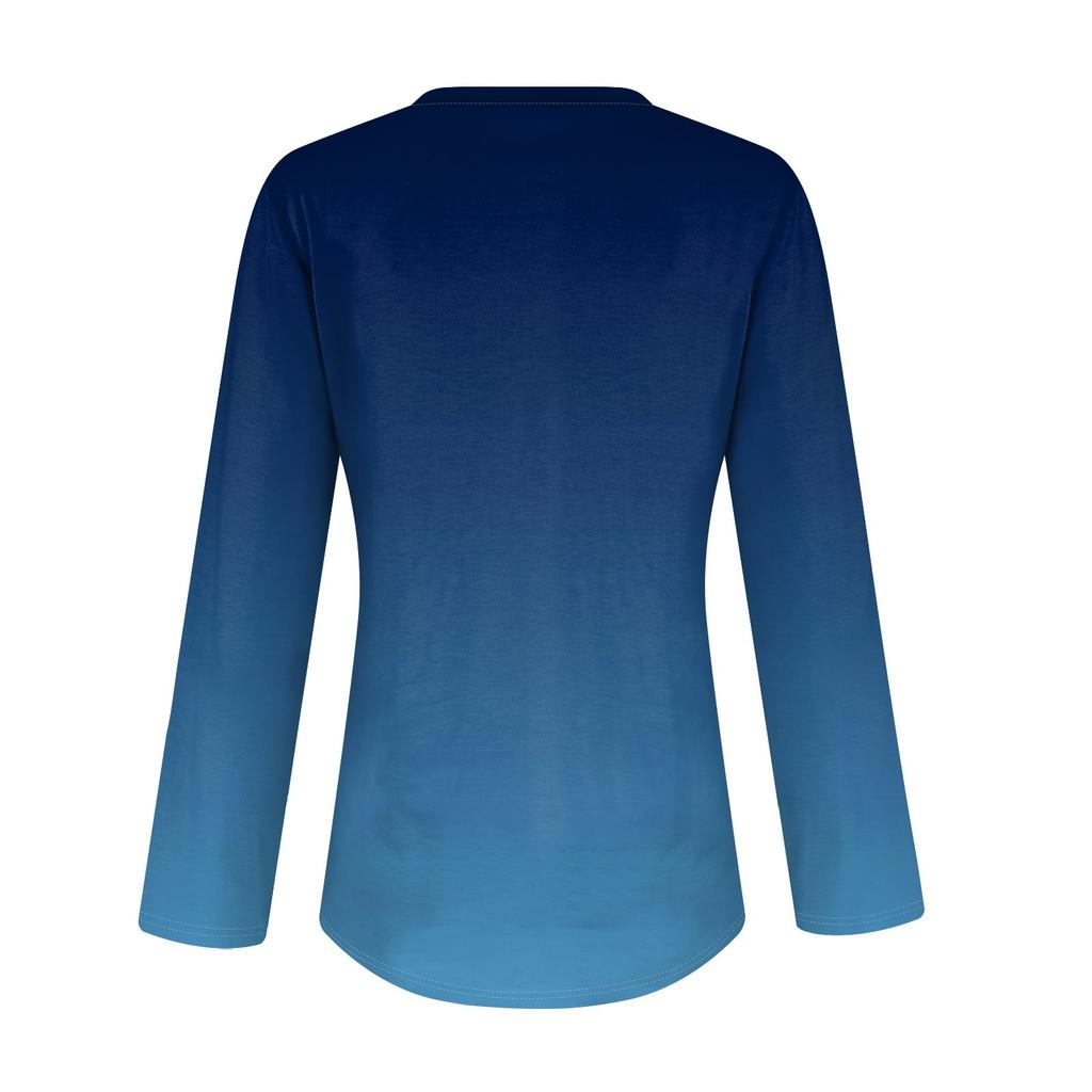 Women's Fashion Casual Long Sleeve Floral Print V-Neck Button Top