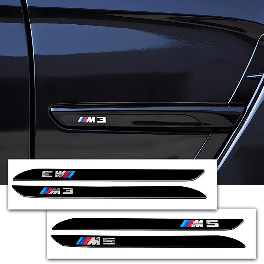 2 PIÈCES ABS M3 M5 Emblème Autocollants de Voiture Garniture de Carrosserie Décalcomanie Badge Décoration Extérieure Accessoires Pour BMW M Performance F01 F20 F10 E60 E46 X5