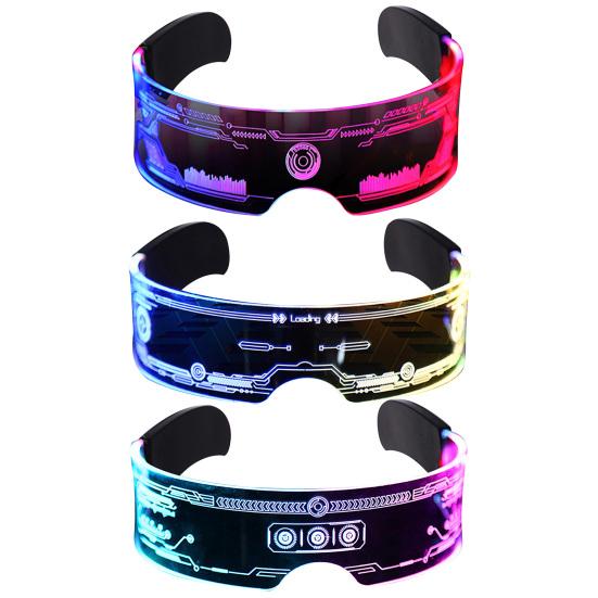 LED-briller 7 farger 12 moduser Cyberpunk briller Blinkende lysende briller for Halloween Cosplay-fest Bar