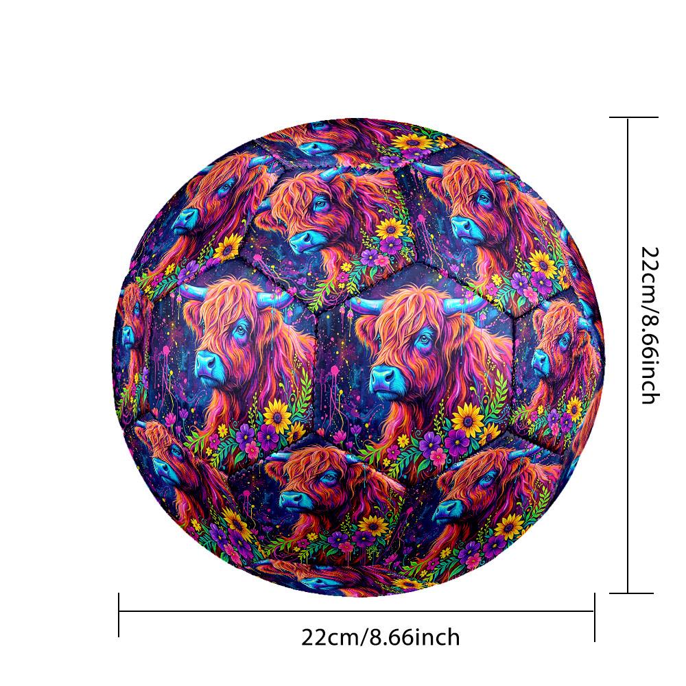 1pc Colorful Highland Cow Durable Size 5 Soccer Ball Professional Match Training Football Indoor &Outdoor Sports Ball P60138
