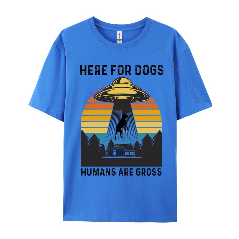 Here For The Dogs T-shirt Pure Cotton s Tops T Shirt Printed Tshirts Fitness Tight Tops & Tees Prevailing Round Neck