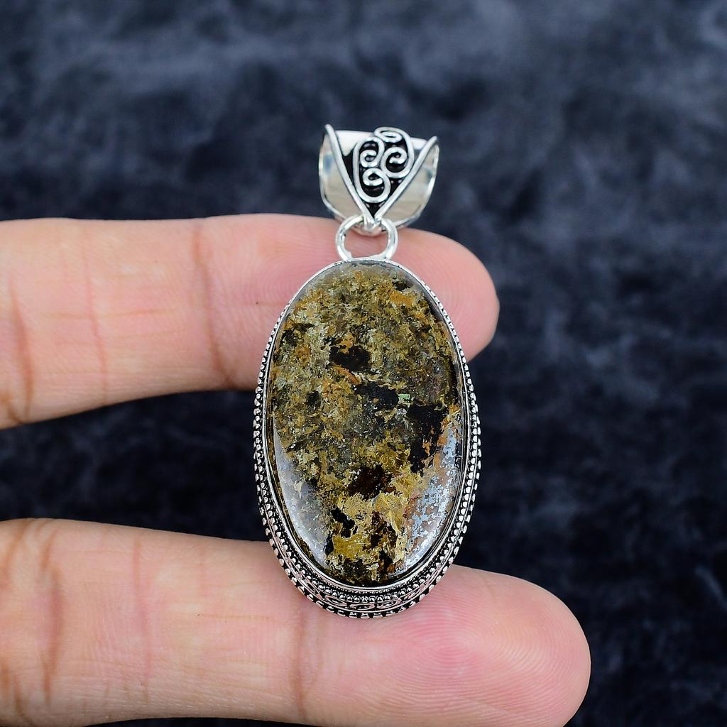 Bronzite Gemstone Handmade 925 Sterling Silver Jewelry Pendant 2.09" MM-3390