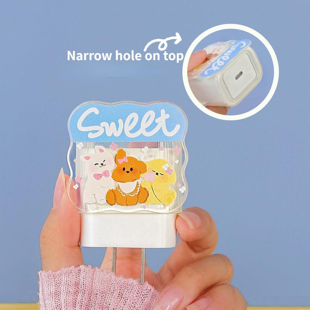 For iPhone 18W 20W Charger Protective Cover Cartoon Cute Little Things Case Compatible For iPhone 14 13 12 11 Pro Max XR XS X Data Cable Protector