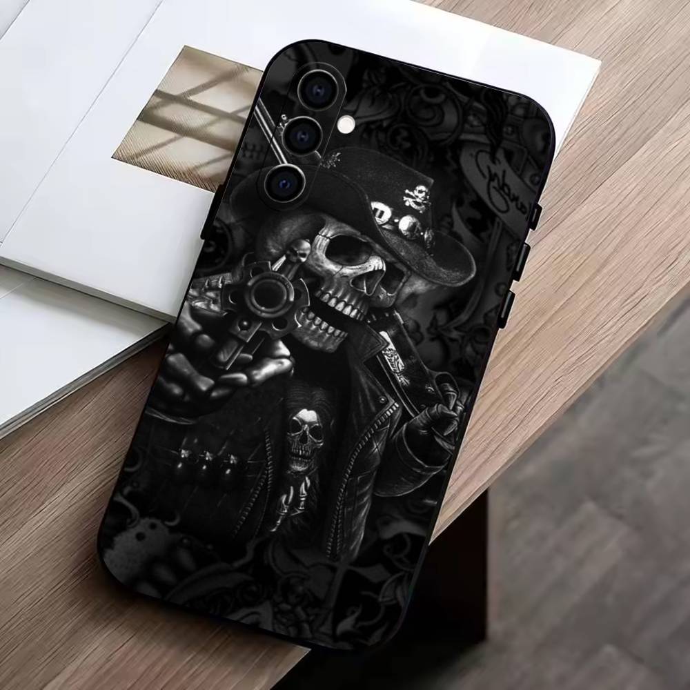 Reaper Skull Skeleton Gun-RSG Phone Case Black Silicone Soft For Samsung Galaxy A73,A72,A71,A70,A53,A52,A51