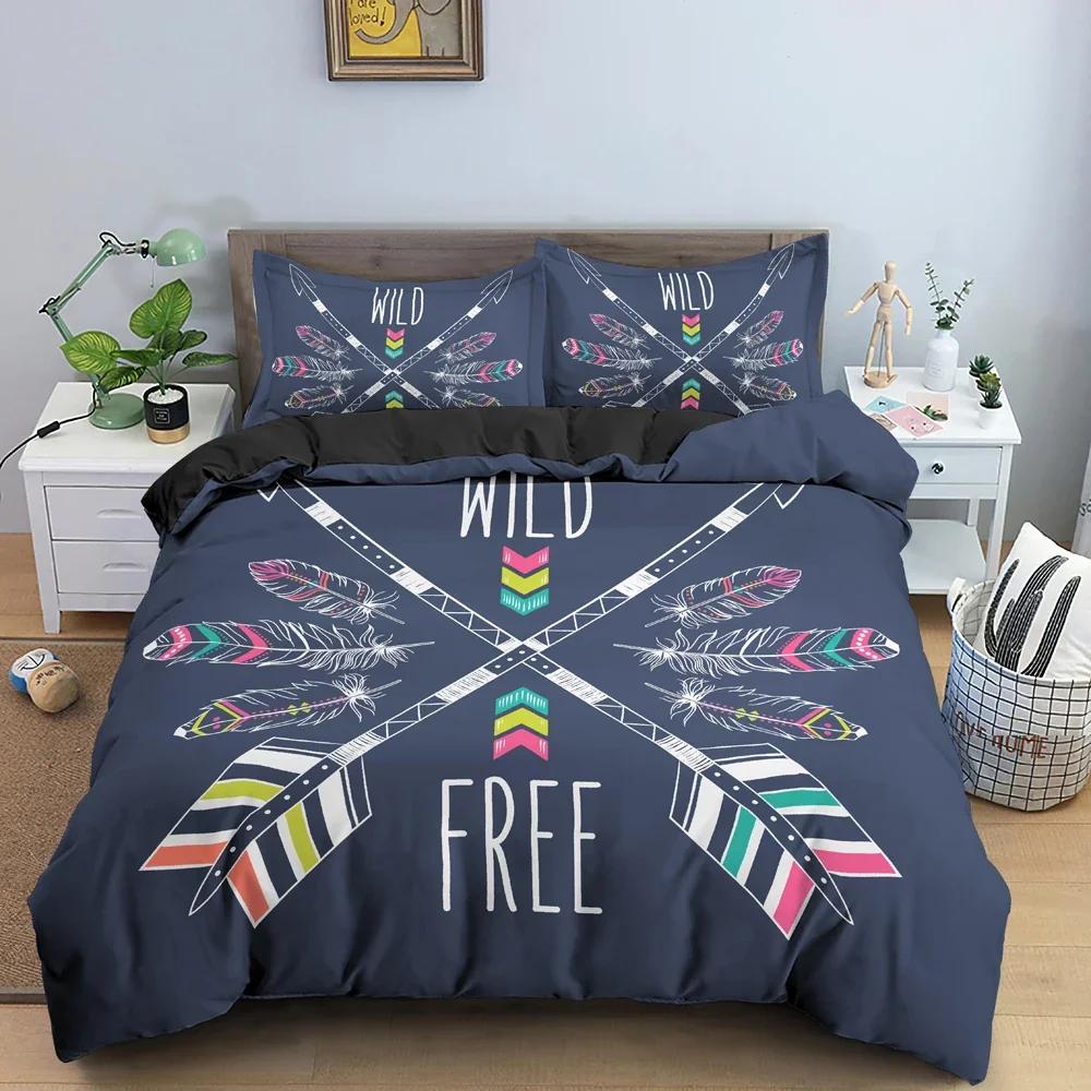 Dreamcatcher Bedding Set Feather Pattern Duvet Cover Comforter Covers Single Twin King Size Quilt Cover With Pillowcase 2/3Pcs