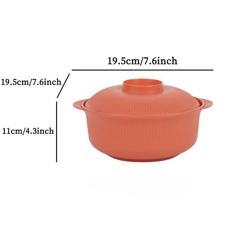 

Vertical Pattern Household Large-capacity Rice Casserole Double-ear Bowl with Cover Vertical bowl помаранчевий