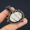 Natural Rainbow Moonstone Gemstone Copper Wire Wrap Gift Pendant 2.17" d8G38