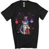 CUTEBUNNYSTORE American Shorthair Drinking Beer, Awesome 4th of July Fireworks Kitten, Drunker Patriotic Group Unisex T-Shirt Black