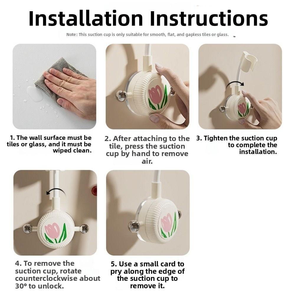 Tulip Pattern Shower Head Support Stand 360° Adjustable Wall Mounted Shower Base  Kitchen