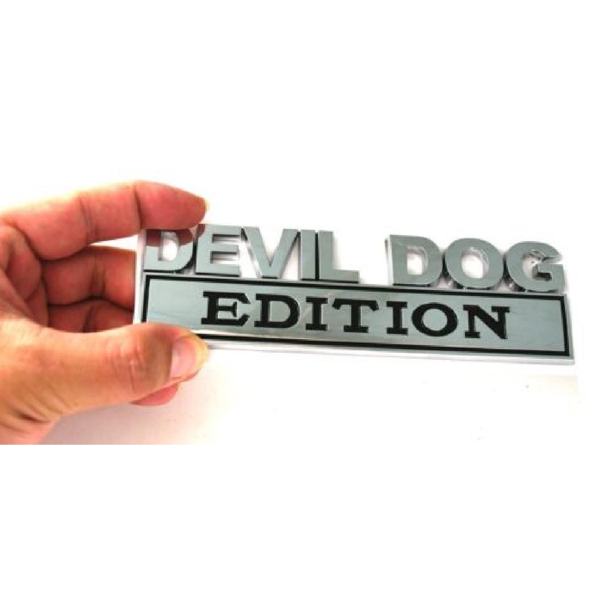 1pc Devil Dog Edition Decals Sticker 3D Raised Letter Emblem Chrome Black