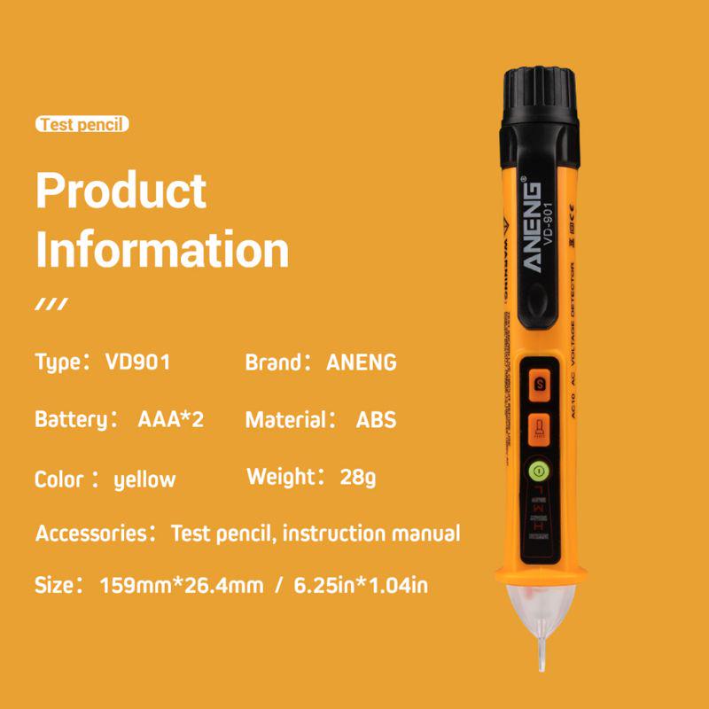 Yellow Adjustable Non-Contact Detector with Flashlight