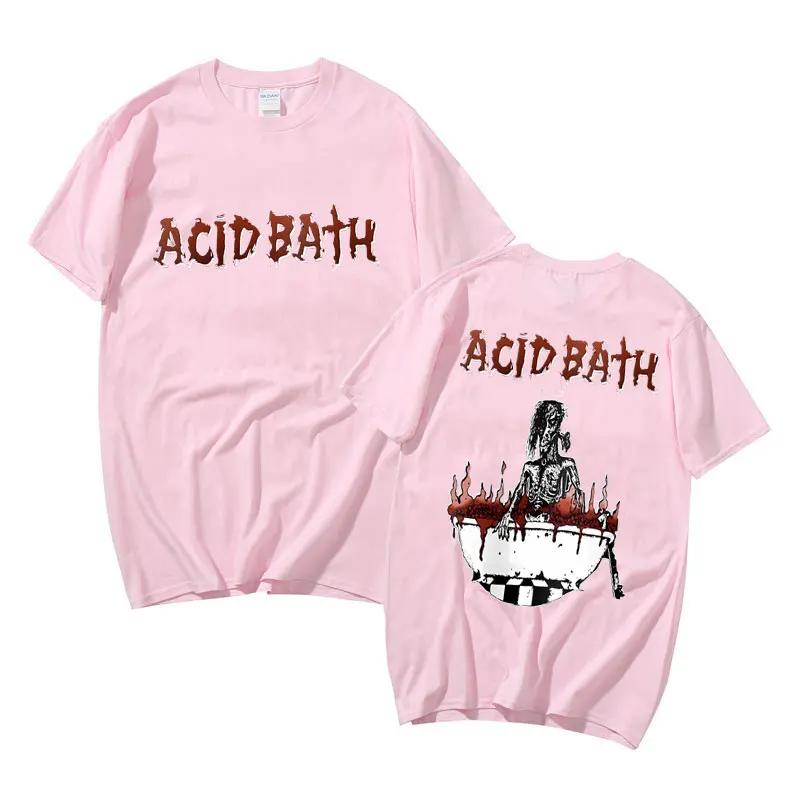 Rock Band The Acid Bath Demos Album Double Sided Print T-shirts Men Vintage Gothic T Shirt Summer Male Casual Oversized Tshirt