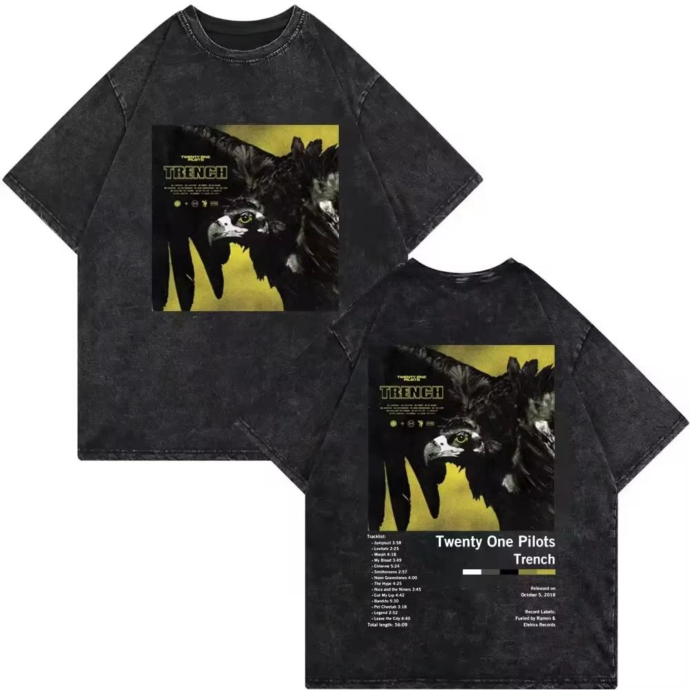 

Футболка Twenty One Pilots Clancy Tour 2025 Мужская Женская Модная Винтажная Выстиранная Футболка Повседневная Свободная Футболка из Чистого Хлопка 4XL