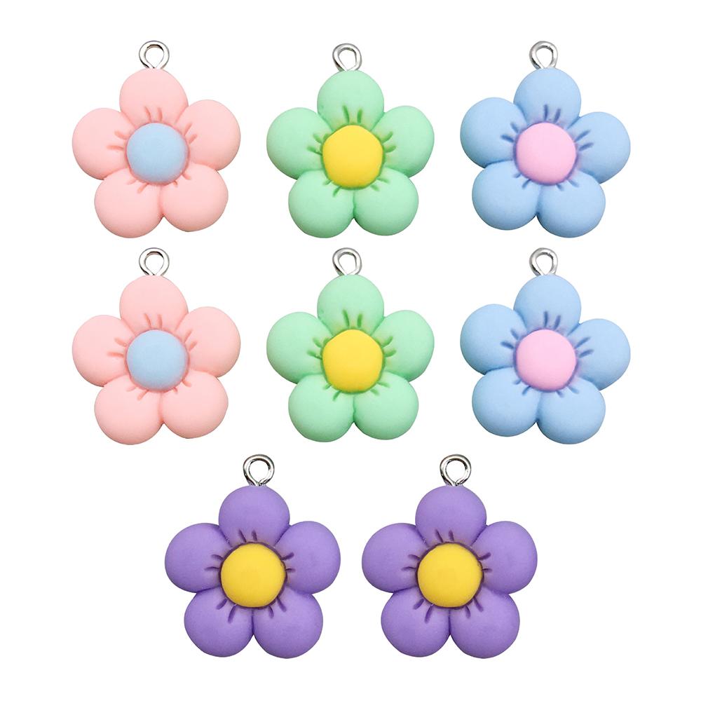 5/10pcs Colorful Acrylic Cute Flower Shape Loose Charm Pendants 21*24mm for Necklace DIY Craft Jewelry Making Accessories