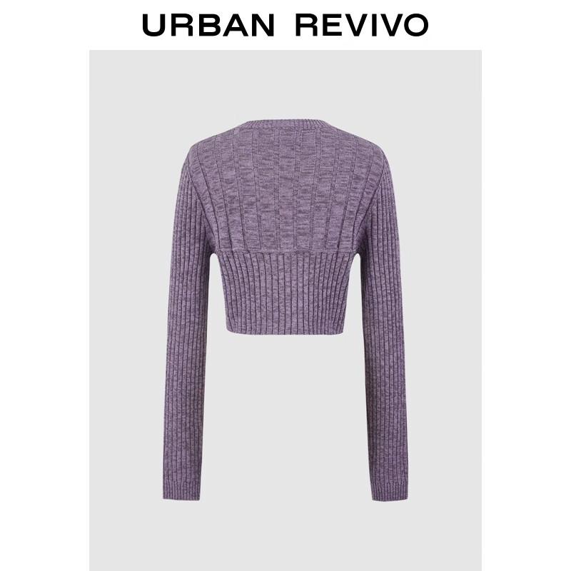 UR Women s Slim Fit Textured Crop Long-Sleeve Knit Top M