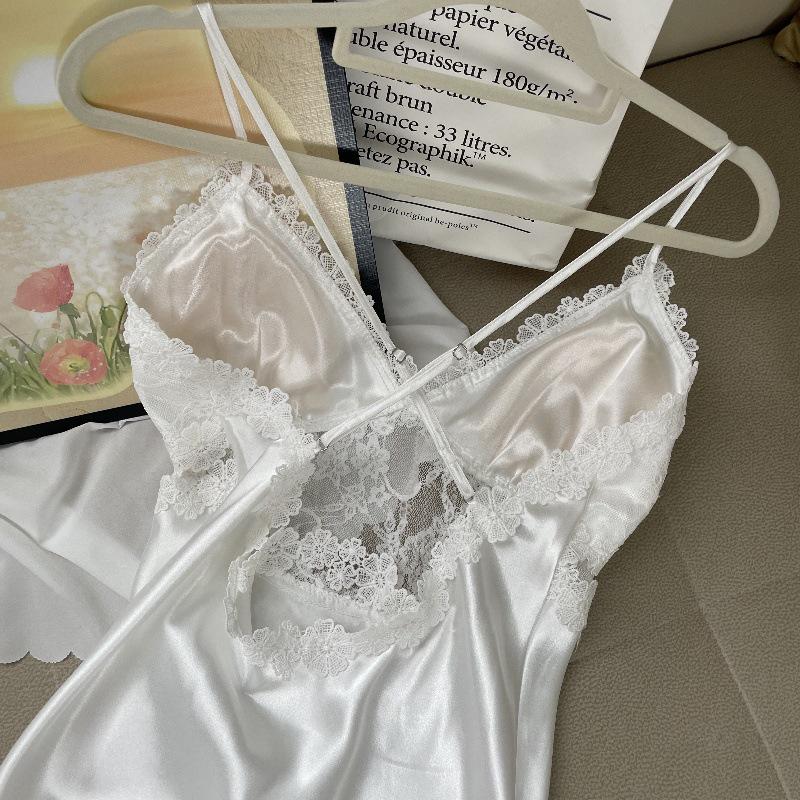 Sexy Spaghetti Strap Backless Nightgown with Chest Pad - Korean Style Spring/Summer Women's Pajamas