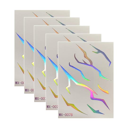 5 Sheets Holographic Lightning Tattoos Flash Temporary Stickers Full Color Body