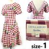 LAURA ASHLEY Short Sleeve Pink Floral Check Dress Size 1 Ladies Cotton Knee Length Spring/Summer