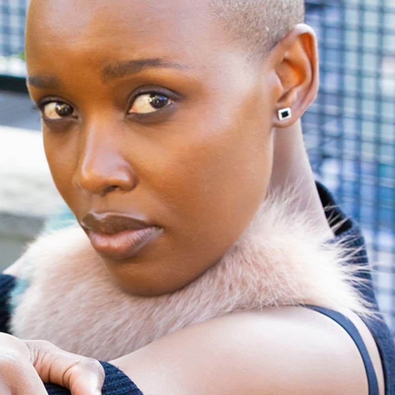 BE/GINS Silver925 ROCA MINI RECTANGLE ONYX EARRINGS