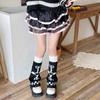 Two Side Wear Heart Flower Pattern Leg Sleeves for Women Aesthetic Knitted Flared Leg Warmers Baggy Footless Long Socks