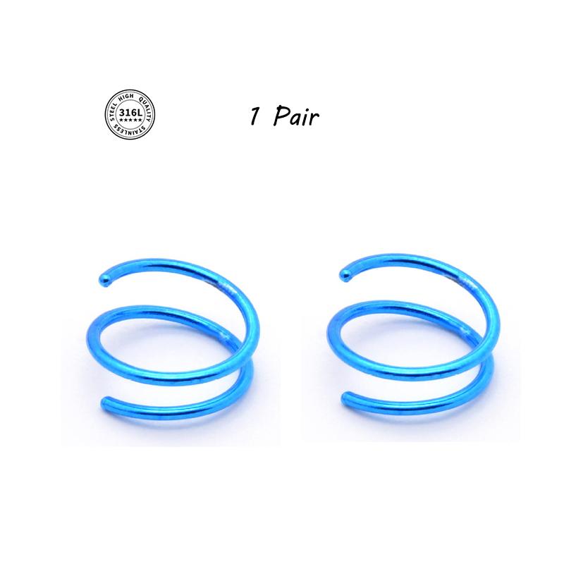 Double Hoop Nose Ring Stainless Steel for Single Piercing, Snug Spiral Nose Ring 20G 8/10mm Thin Nose Rings Piercing Jewelry