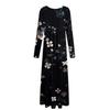 Women's Fashion Casual Print Round Neck Long Sleeve Extra Long Dress With Pockets