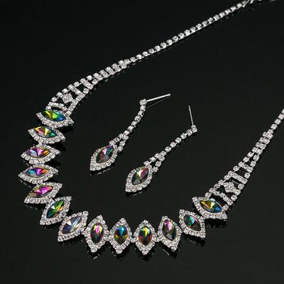 Bohemia Multicolor Shine Crystal Chain Naszyjnik i kolczyki Zestawy biżuterii Biżuteria damska
