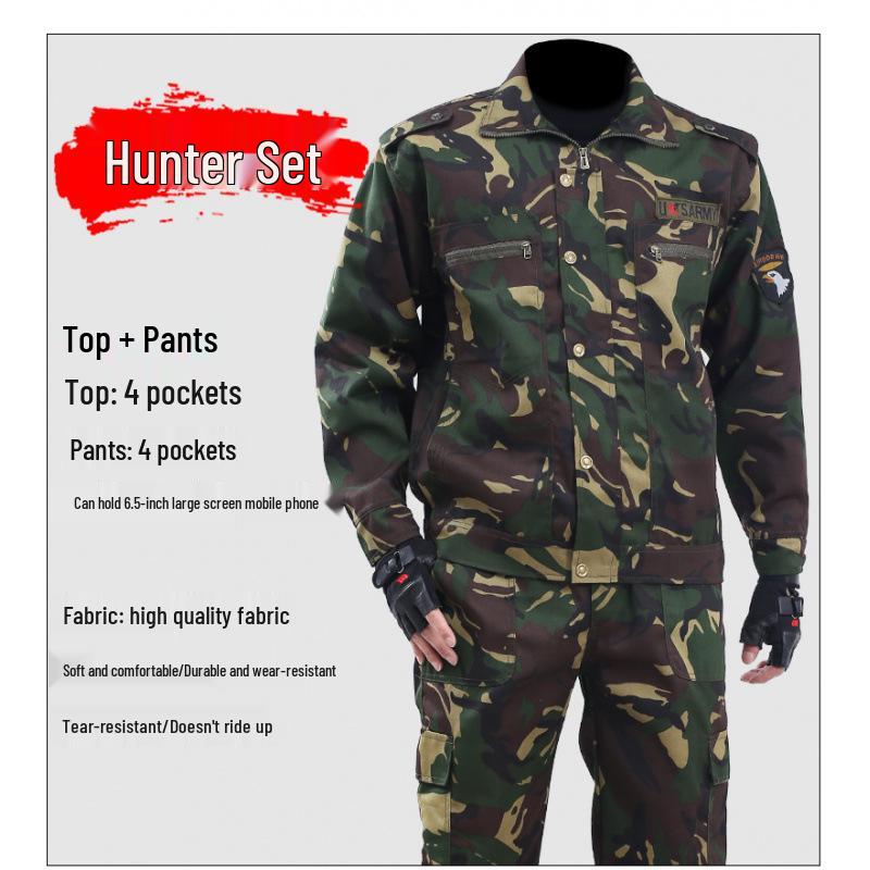 Men's Black Python Pattern Camouflage Workwear Set - Wear-Resistant Labor Protection for Spring and Autumn