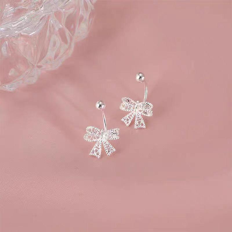 925 Silver Needle Lotus flower Short Tassel Bead Screw Plant Stud Earrings For Women Cute Fine Jewelry Trendy Accessories