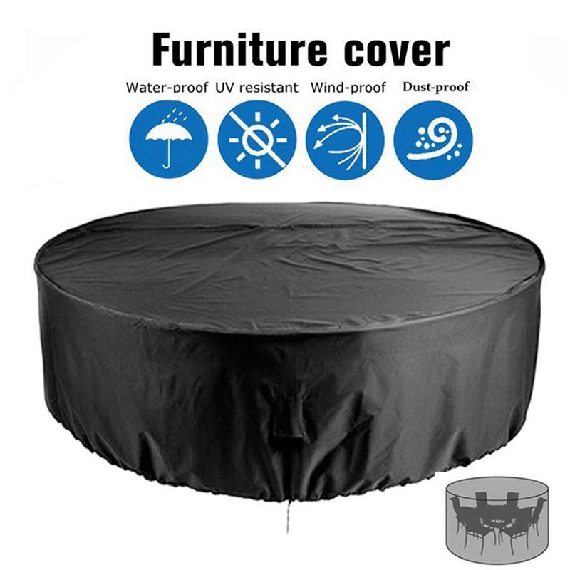 Table Circular Dust Cover Waterproof Furniture Protect Cover For Courtyard Patio