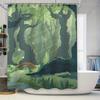 Eco-Friendly Bathroom Decor Shower Curtain with Nature-Inspired Artwork Green Forests Mossy Trees for Your Bathtub or Kitchen