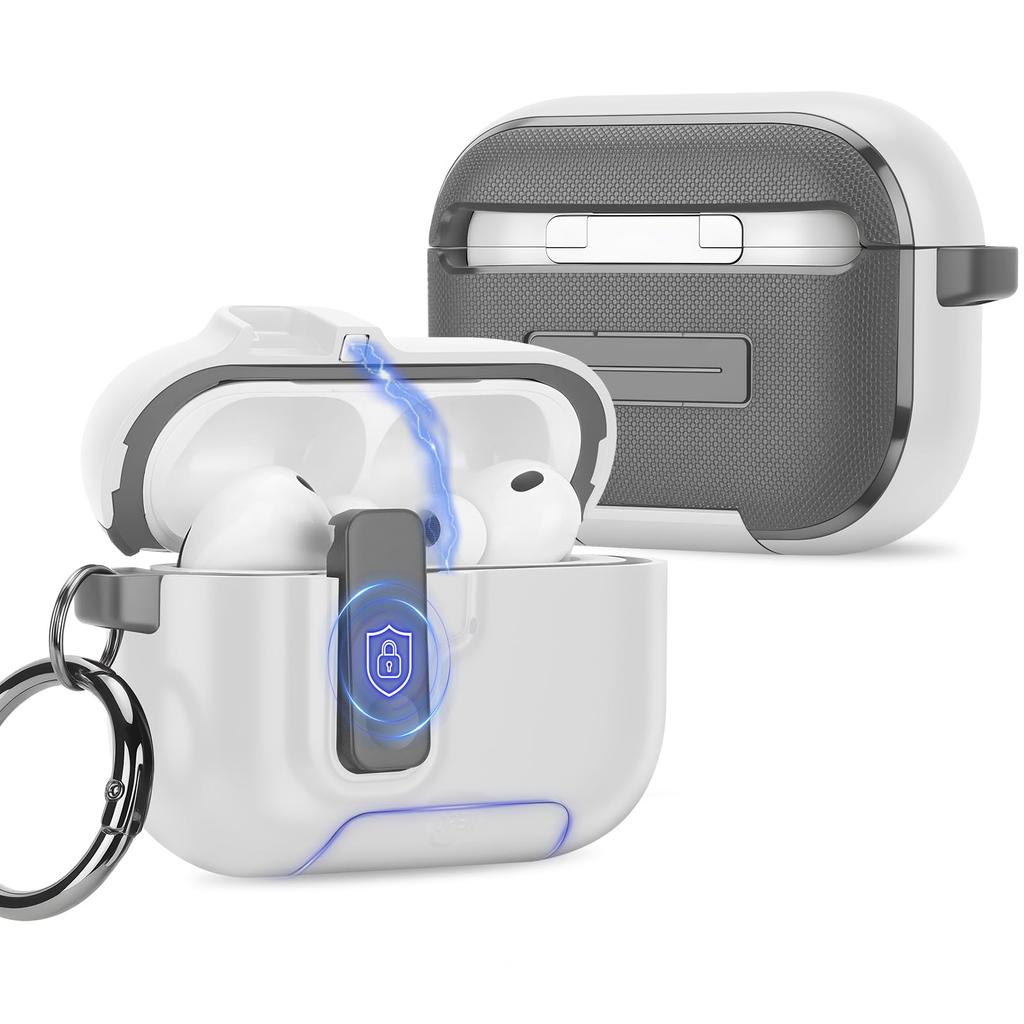 For Airpods Pro 3 Magnetic Lock Case with Kickstand & Lanyard Shockproof Protector Case for Apple AirPods Pro 3rd Cover