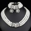 Water Diamond Geometric Necklace Earrings Bracelet Set For Bridal Party Accessories