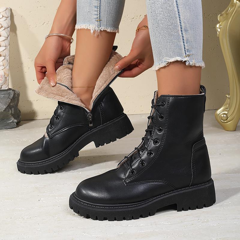 Femalenew Autumn Winter Hot-Selling British Style Thick-Soled Slim Short Boots Black Boots Versatile Ankle Boots