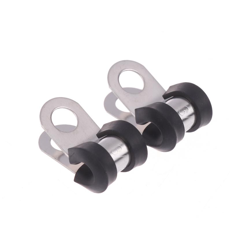 12Pcs Rubber Lined Wiring Hose Pipe Clamp Metal R Clips Camper Hydraulic 3/16" Brake Gas Line Pipe Fixing Clamp Cramp
