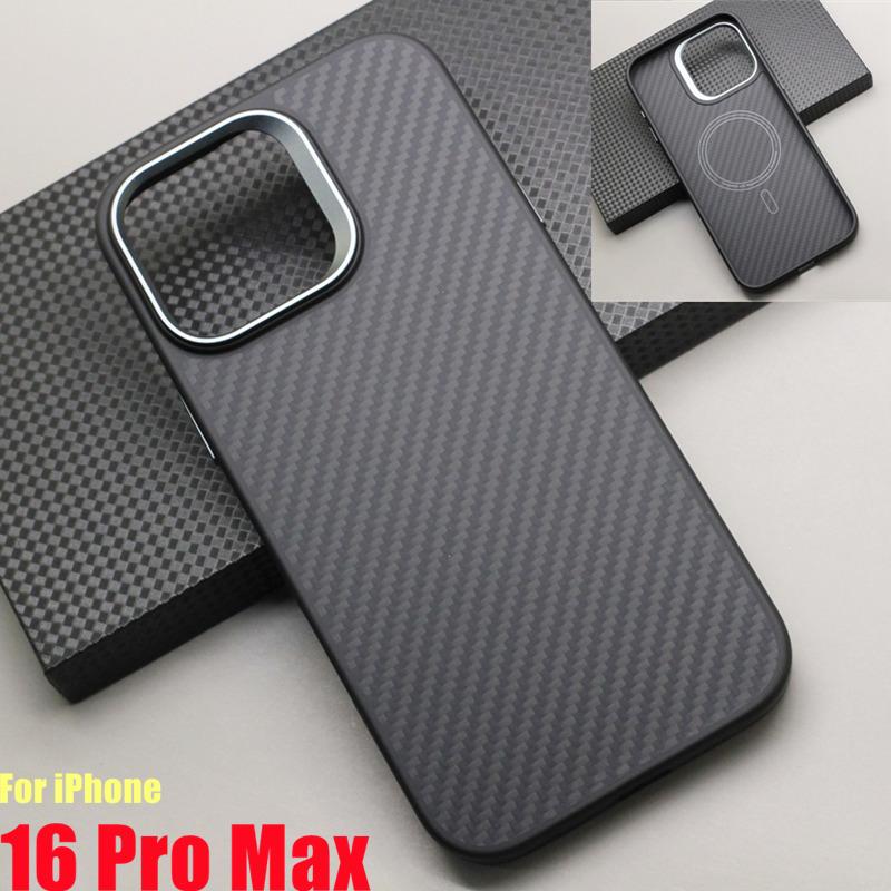 

Магнитный чехол из углеродного волокна для IPhone 16 Pro Max / 16 Plus Арамидное волокно Magsafe Беспроводная зарядка Ударопрочная Защитная крышка Рамка ТПУ