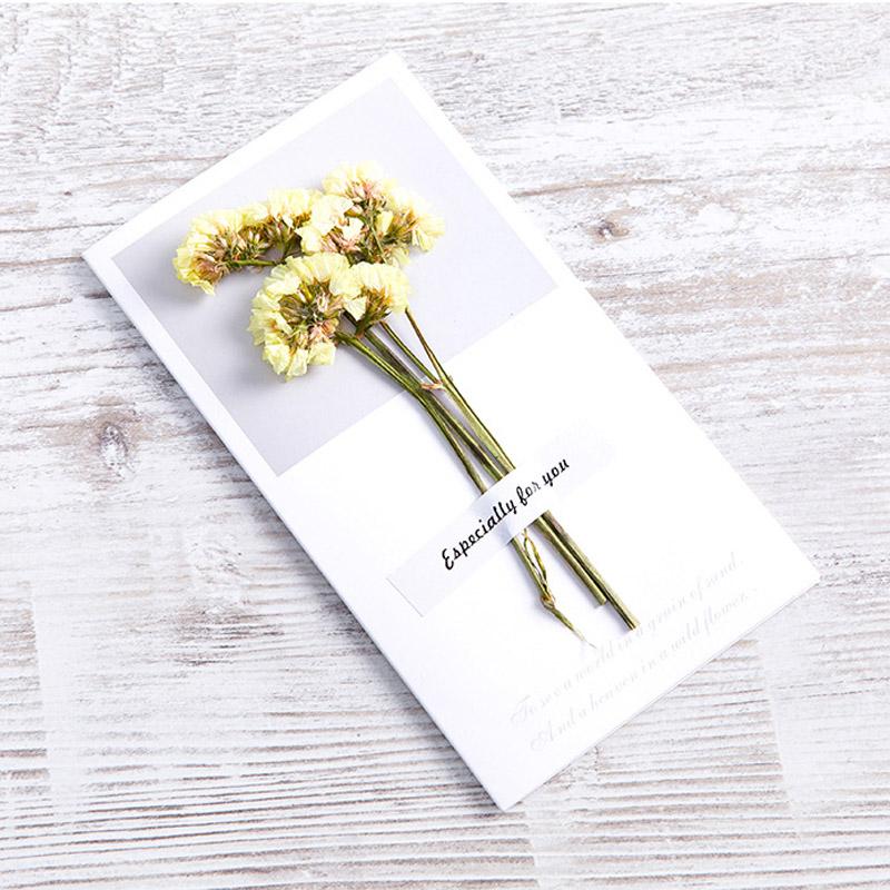 1pcs Gift Cards Wedding Invitation Starry Sky Dried Flowers Handwritten Blessing Birthday Thank You Mother's Day Gift Card
