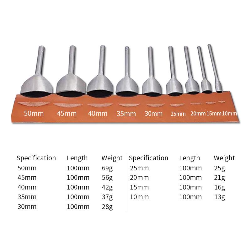 

DIY Arc Flatter Curve 9 Pieces Leather Tools Craft Half-Round Cutter Punch for Crafting Strap Belt Wallet and Bag 10-50 mm