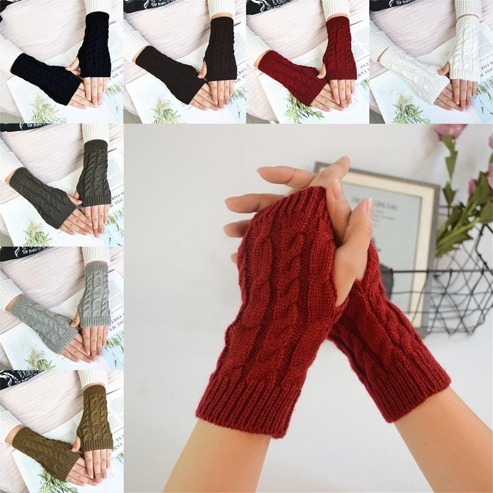 Solid Color Knitting Gloves Thicken Fingerless Glove Comfortable Women Gloves  Women