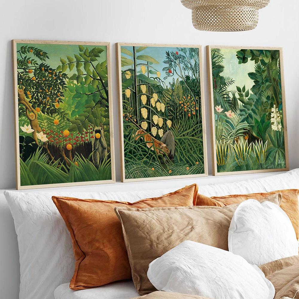 Henri Rousseau Forest Scenery Animal Poster Jungle Retro Canvas Painting Nordic Home Decoration Wall Art Picture for Living Room
