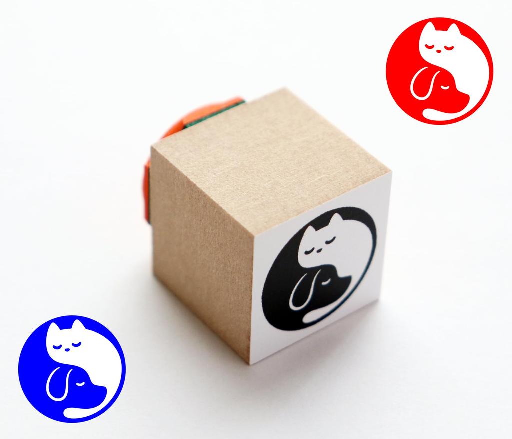 Cute rubber dog and cat tao imprint 17mm diameter stamp, stamp, stamp, mark, size