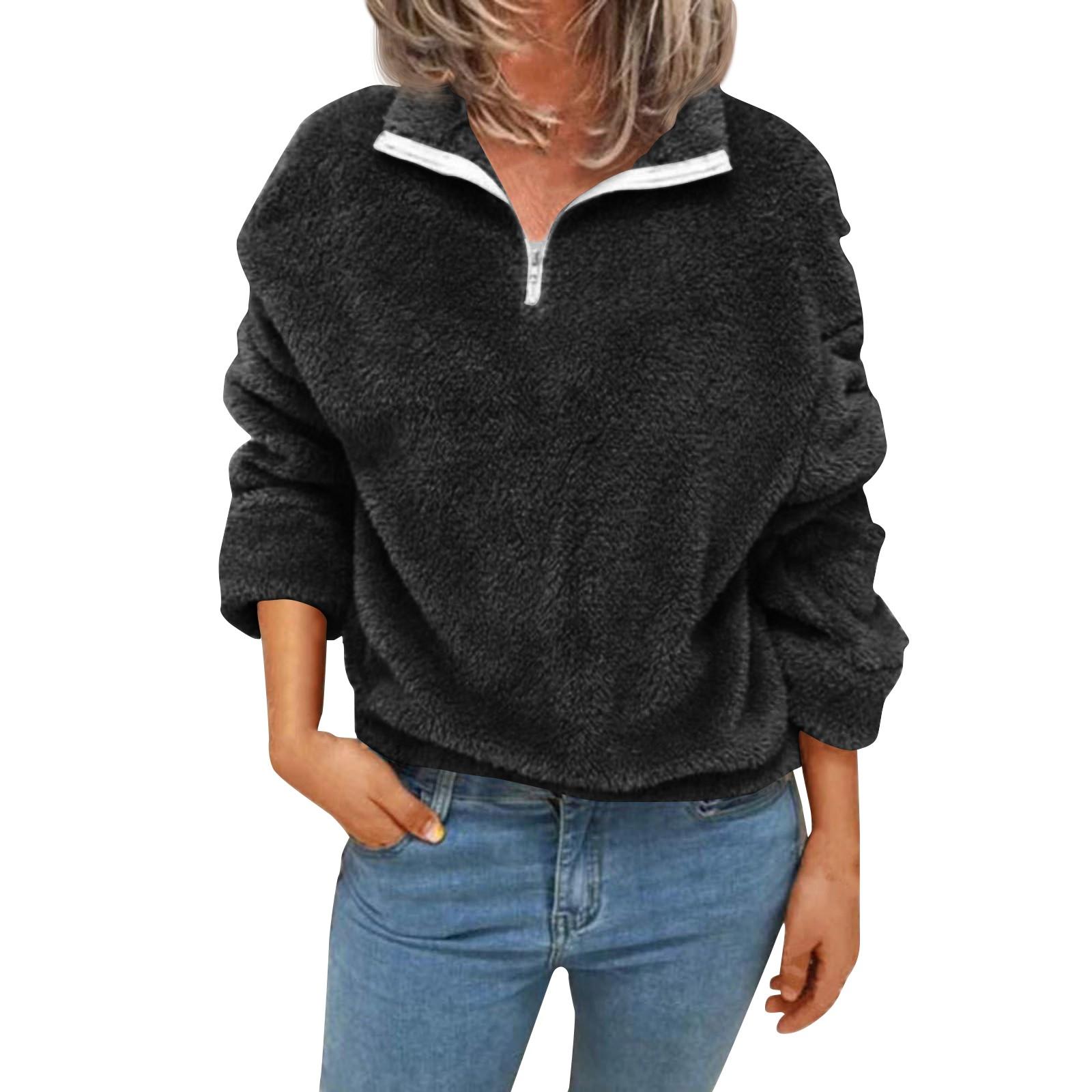 Женская модная повседневная толстовка с длинным рукавом и флисом — фото 3