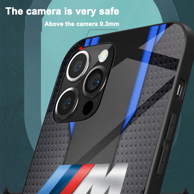 BBIO8 1pcs Sports Car BMW M Logo Phone Case for iPhone 16 Pro 11 12 Mini 13 14 Pro 15 Pro Max 7 8 Plus XR XS MAX Black Soft Edge Cover