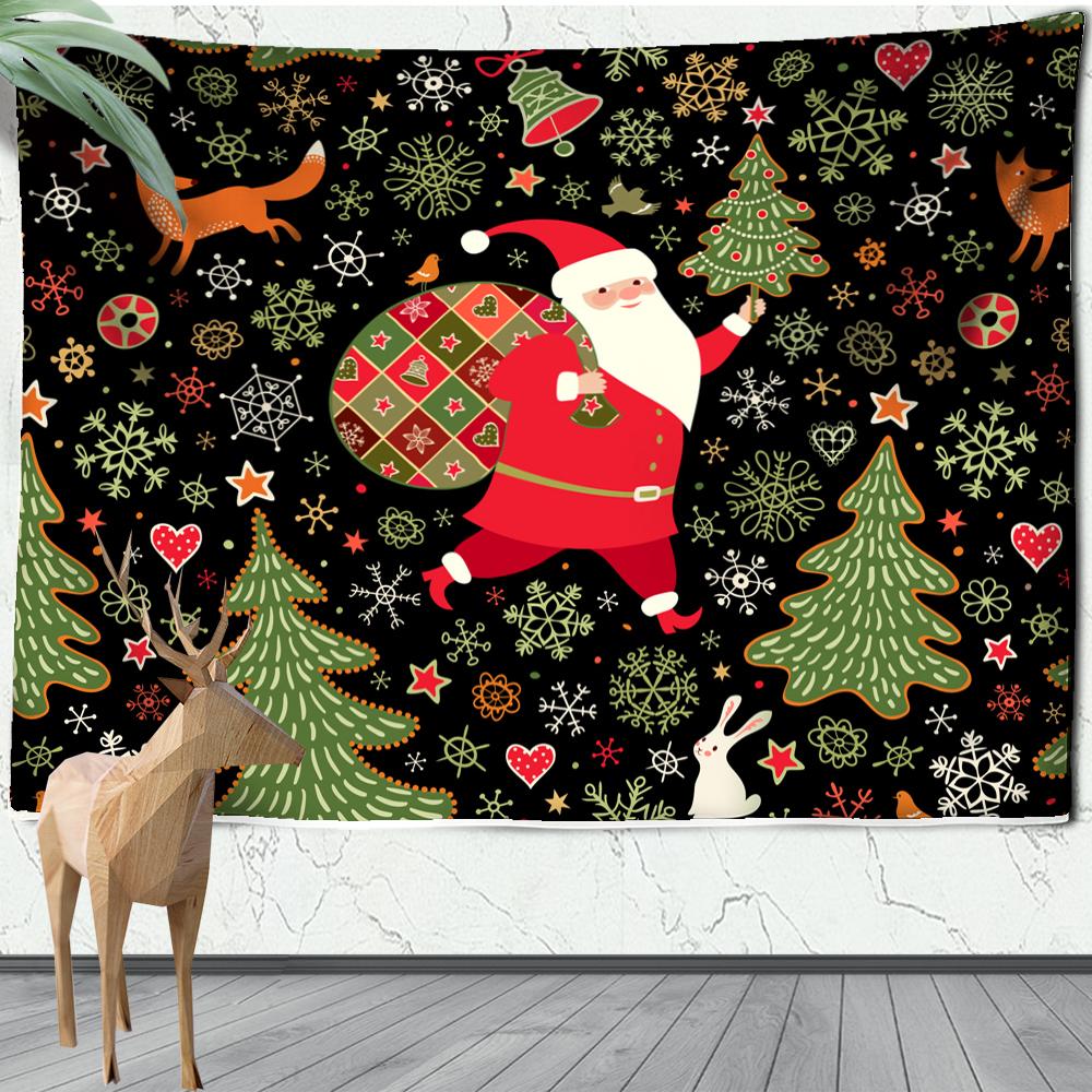 Gobelin Świętego Mikołaja Nowy Rok Szczęśliwe prezenty świąteczne Wiszące na ścianie Piękne kreskówki Cedar Room Home Decor