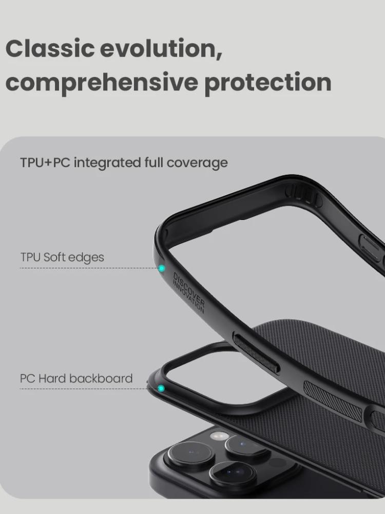 Husă Nillkin pentru iPhone 16 Pro Max / 15 Pro / 16 / 15 Plus, Subțire PC+TPU Anti-Zgârieturi Anti-Amprente Husă Protectoare Telefon