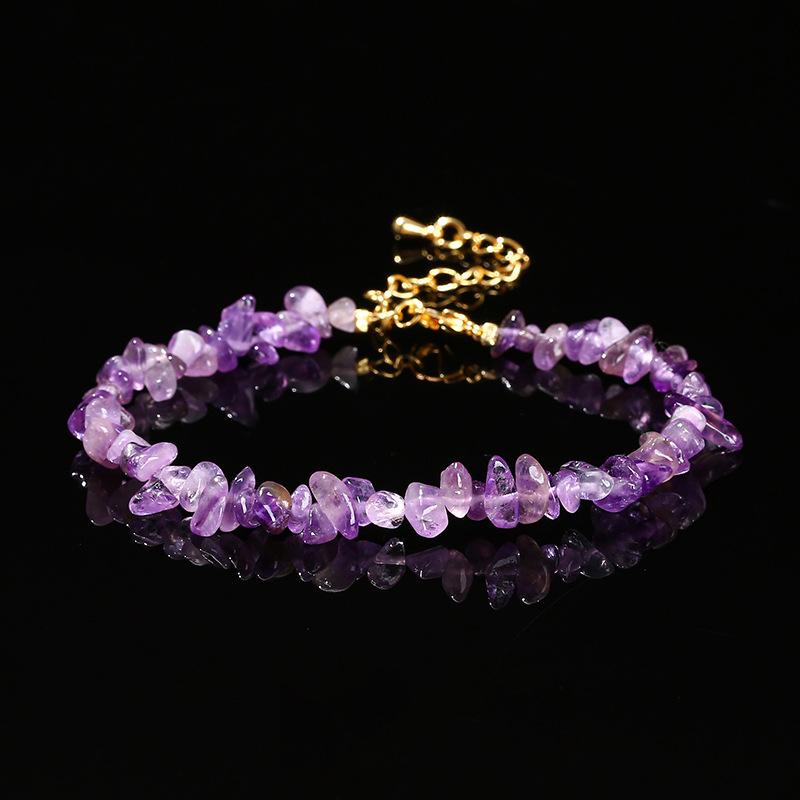 

Нерегулярные полудрагоценные камни, браслет из натуральных кристаллов, браслет для йоги, медитации, чакры, подарок Amethyst Style B