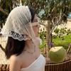 Girls Summer Sweet Scarf Vintage Women's Lace Triangle Scarves For Muslim Women Printed Floral Hijab Turban Hair Accessories