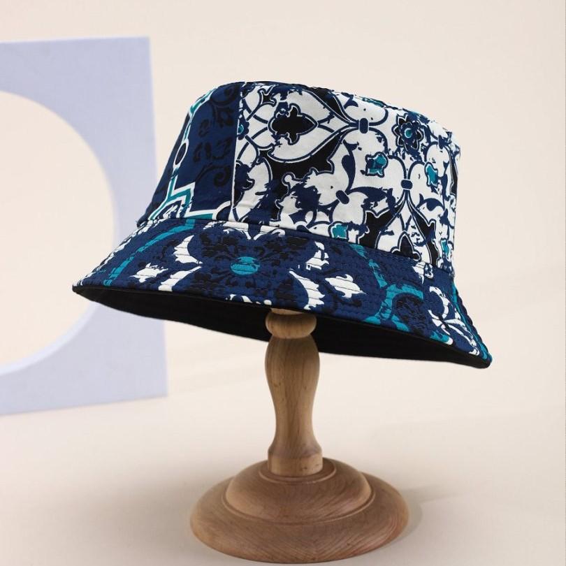 Double-Sided Hat Female Bohemian Print Bucket Hat Outdoor Outing Visor Retro Basin Hat Tide
