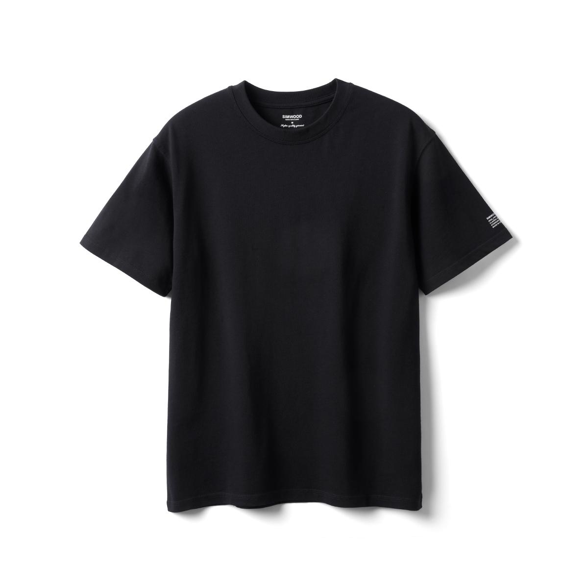 

SIMWOOD 2026 Summer 250g 100% Cotton Fabric T-shirt Men High Quality Solid Color Drop Sleeve Loose Tshirts Oversize Tops XXXL чорний