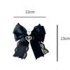Korean Women's Lace Bow Tie Brooch Heart Shape Rhinestone Pendant Lolita Suit Skirt Accessories Pin Clips Handmade Jewelry Gift